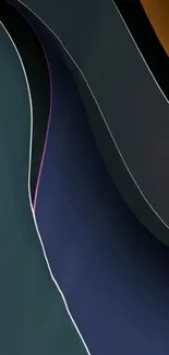 Abstract waves with dark blue and orange hues for mobile wallpaper.