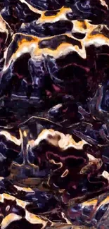 Abstract waves in dark purple and yellow tones.