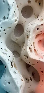Abstract wavy design with pastel blue, white, and pink colors.