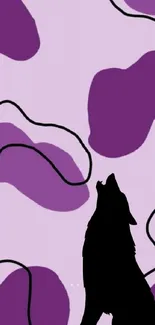 Abstract purple and black wolf silhouette wallpaper.