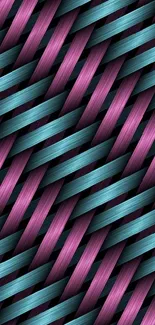 Abstract woven pattern in purple and teal shades for mobile wallpaper.