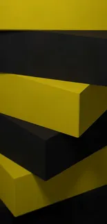 Abstract 3D black and yellow shapes mobile wallpaper.