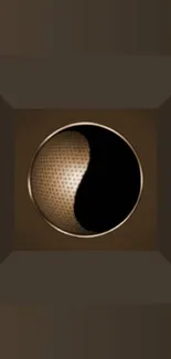 Abstract Yin Yang in brown tones on a digital background.