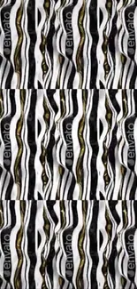 Abstract zebra stripe pattern in black and white wallpaper.