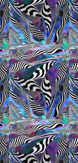 Abstract zebra pattern with vibrant colors for mobile wallpaper.