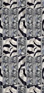 Abstract zebra pattern wallpaper with geometric design.