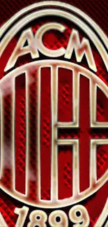 AC Milan logo on a vibrant red background wallpaper.