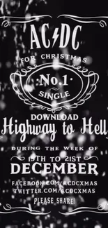 ACDC Christmas promotion wallpaper featuring 'Highway to Hell' text.