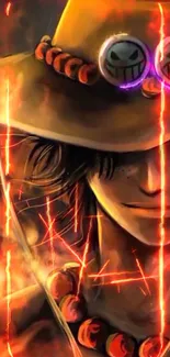 Ace anime character with fiery background and detailed design.