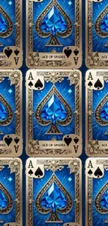 Ace of Spades with blue elegant design