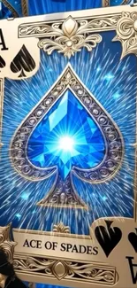 Ace of Spades card with blue spark design