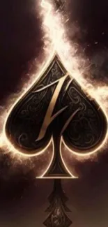 Ace of Spades with lightning effect on mobile wallpaper.