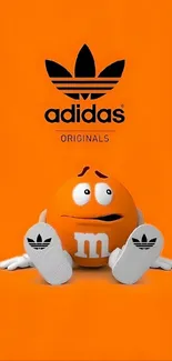 Vibrant Adidas wallpaper with orange cartoon character.