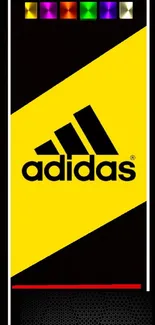 Black and yellow Adidas phone wallpaper with logo