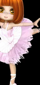 Anime ballerina in pink dress posing gracefully.