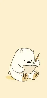 Cute bear drawing on a beige wallpaper for mobile.