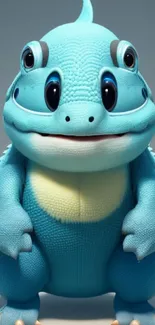 Adorable blue animated lizard wallpaper with a playful design.