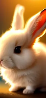 Adorable white bunny with warm lighting, perfect mobile wallpaper.