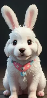 Adorable fluffy bunny with pink collar