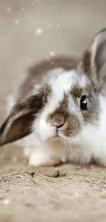 Adorable bunny on earthy background with soft lighting.