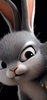 Cute cartoon bunny peeking from a wall