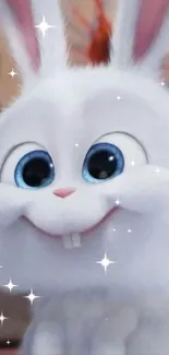 Cute cartoon bunny with big blue eyes.