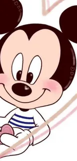 Cartoon mouse with heart-themed design for mobile wallpaper.