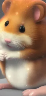 Adorable cartoon hamster on a dark background mobile wallpaper.