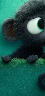 Cute cartoon monkey on a teal background