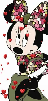 Cartoon mouse with colorful mosaic pattern