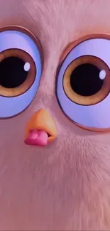 Adorable cartoon owl with big eyes on wallpaper