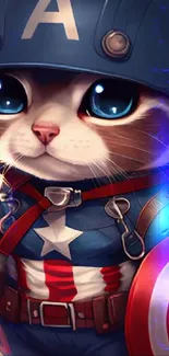 Cute cat dressed as superhero for mobile wallpaper.