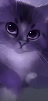 Adorable purple cat mobile wallpaper.