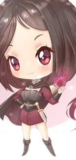 Adorable chibi character in anime style with pink highlights.