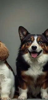 Adorable dogs posing for a charming wallpaper.