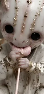 Adorable fantasy creature with pink details