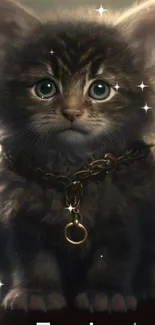 Adorable fantasy kitten with mystical light.