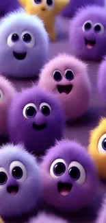 Cute fluffy creatures in vibrant colors