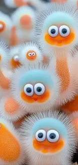 Cartoon fluffy creatures with vibrant colors