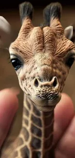 Close-up of a cute giraffe on a mobile wallpaper.