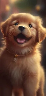 Charming golden puppy with a joyful smile.