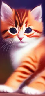 Adorable orange tabby kitten artwork with large eyes and vivid colors.