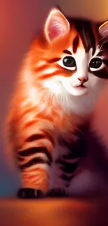 Adorable orange tabby kitten artwork with vibrant and playful colors.