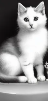 Black and white wallpaper featuring two cute kittens.