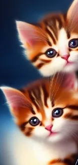 Adorable kittens with blue eyes on a calming blue background.