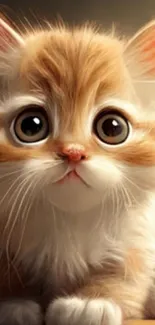 Adorable kitten with big eyes mobile wallpaper.