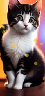 Adorable kitten with glowing background.