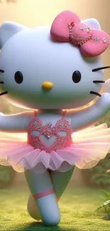 Adorable kitty in a pink ballet tutu.