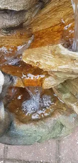 Charming otter by cascading wooden waterfall.