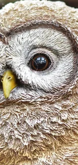 Realistic and cute owl in brown shades on a phone wallpaper, perfect for nature lovers.